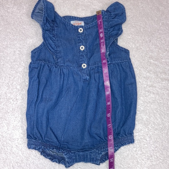 Cat & jack chambray denim ruffle summer bubble romper one piece 6-9m - Picture 5 of 8